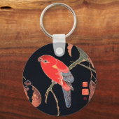 伊藤若冲の赤いオウム キーホルダー (正面)