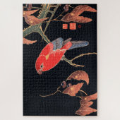 伊藤若冲の赤いオウム ジグソーパズル (縦)