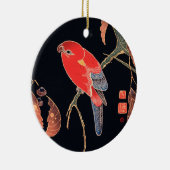 伊藤若冲の赤いオウム セラミックオーナメント (右)