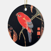伊藤若冲の赤いオウム セラミックオーナメント (左)