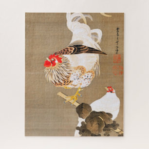 伊藤若冲の『鶏と鶏のうずき』 ジグソーパズル