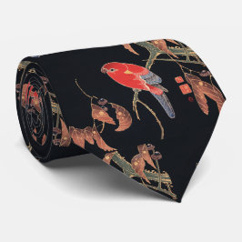 伊藤若冲レッドパロットオンザブランチアー日本のト ネクタイ