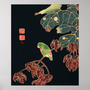 伊藤若冲日本の鳥の絵 ポスター