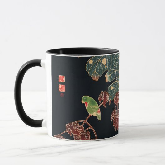 伊藤若冲日本の鳥の絵 マグカップ (左)