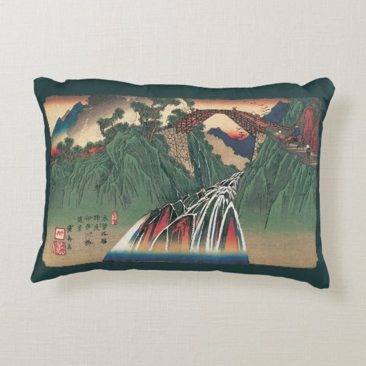 伊那川の橋の眺め、野尻広重 アクセントクッション (裏面)