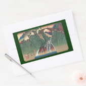 伊那川の橋の眺め、野尻広重 長方形シール (封筒)