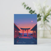 伏見稲荷の夜ヴィンテージ旅行 ポストカード (スタンド正面)