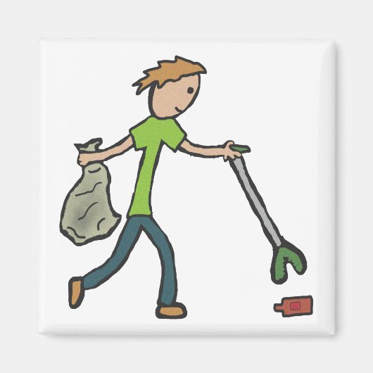 伐採とゴミ拾い マグネット (正面)