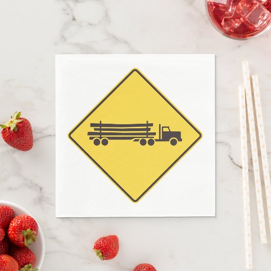 伐採トラック警告標識 運輸 道路安全 スタンダードランチョンナプキン
