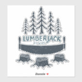 伐採作業中の機関車 横切りのこぎり 切り株 シール (シート)