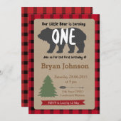 伐採作業員ボーイの1歳誕生日招待状 招待状 (正面/裏面)