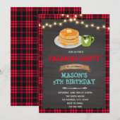 伐採作業員風パーカーとパジャマの招待状 招待状 (正面/裏面)