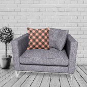 伐採作業員 ブラック コーラル ピンク チェック柄 クッション