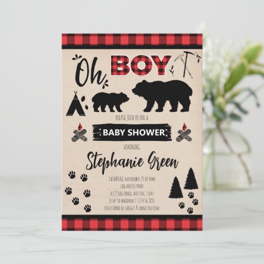 伐採作業員 赤ちゃん歓迎の招待状 招待状 (スタンド正面)