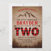 伐採者バフアロープレードのアウトドア2歳誕生日 招待状 (正面)