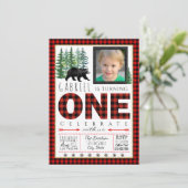 伐採者フォトファーストバースデーパーティー招待状 招待状 (スタンド正面)