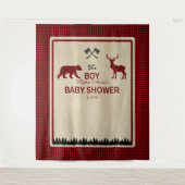 伐採者レッドバッファロー ベイビーシャワー 背景 タペストリー (正面)