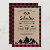 伐採者1歳の誕生日　森の冒険パーティー 招待状 (正面/裏面)