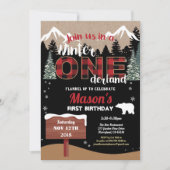 伐採者（ランバージャック）の初めての誕生日　ウィンターオーネダーランドの少年 招待状 (正面)