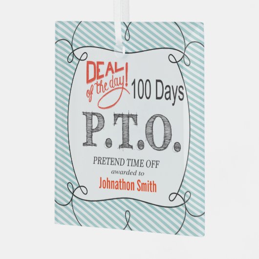 休おもしろい暇のふりをして昇進おめでとう ガラスオーナメント (正面左)