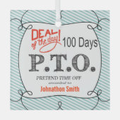 休おもしろい暇のふりをして昇進おめでとう ガラスオーナメント (正面)