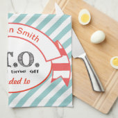 休おもしろい暇のふりをして昇進おめでとう キッチンタオル (四つ折り)