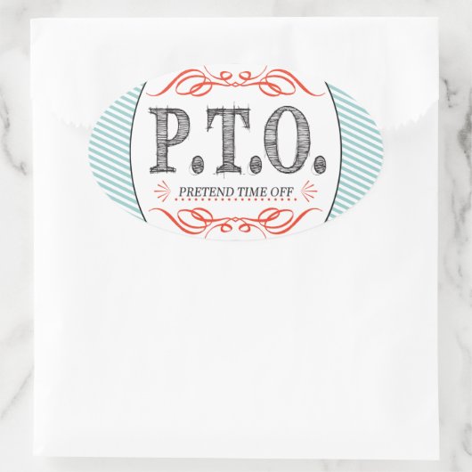 休おもしろい暇のふりをして昇進おめでとう 楕円形シール (バッグ)