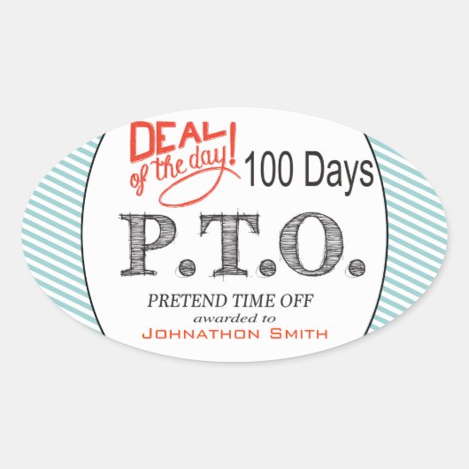 休おもしろい暇のふりをして昇進おめでとう 楕円形シール (正面)