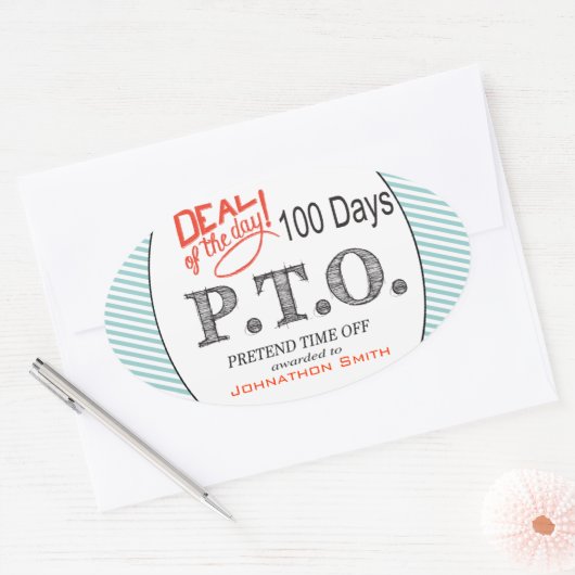 休おもしろい暇のふりをして昇進おめでとう 楕円形シール (封筒)