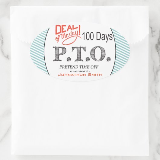 休おもしろい暇のふりをして昇進おめでとう 楕円形シール (バッグ)