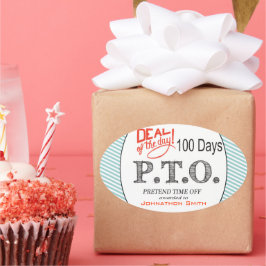 休おもしろい暇のふりをして昇進おめでとう 楕円形シール