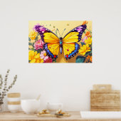 休かわいらし休バタフライイラストレーションデザイン ポスター (キッチン)