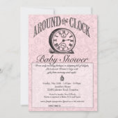休みなくベビーシャワーの招待状-ピンク 招待状 (正面)
