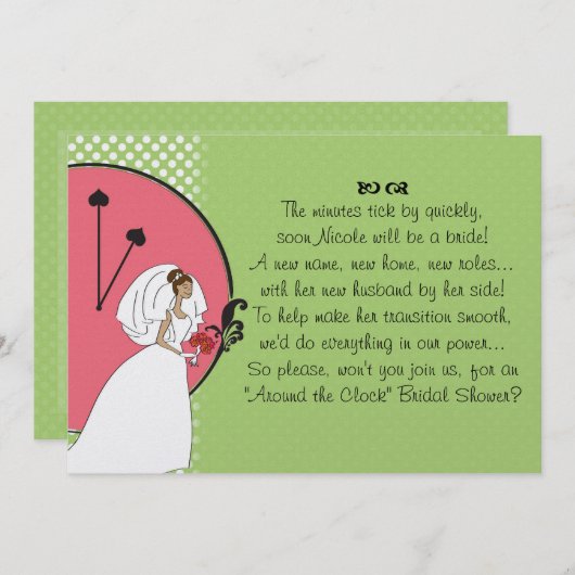 "休みなく"ブライダルシャワーの招待状 招待状 (正面/裏面)