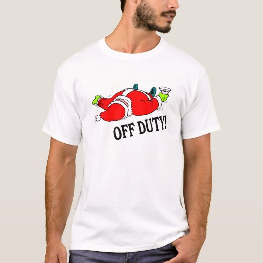 休みのサンタ(飲まれる) Tシャツ (正面)