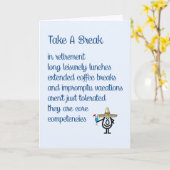 休み-おもしろいな退職の詩--をとって下さい カード (黄色い花)