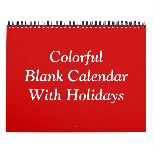 休カラフル空白の日ありカレンダー カレンダー (カバー)