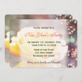 休ファンシーみ黄色バラ花新年のパーティー 招待状 (正面/裏面)