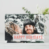 休モダン日 |自撮りクリスマスカップルの写真 シーズンカード (スタンド正面)