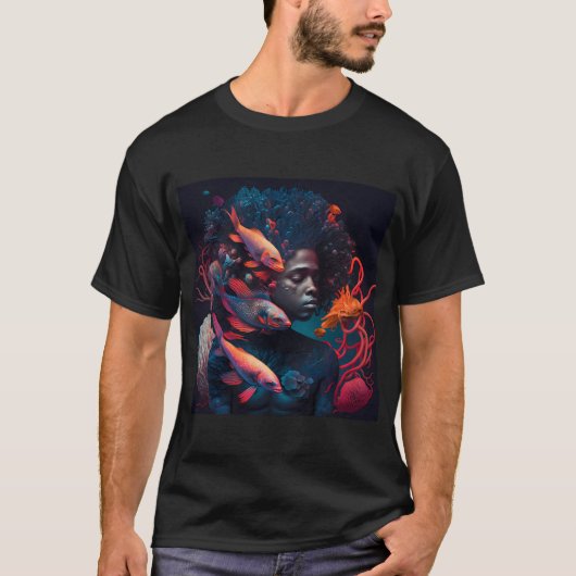 休息する人魚 Tシャツ (正面)