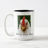 休息のひよこの顔のマグ ツートーンマグカップ (左)