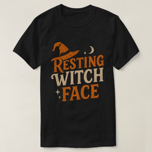休息ウィッチ顔ハロウィンシャツ Tシャツ (デザイン正面)