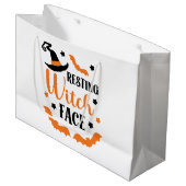 休息ウィッチ顔ハロウィーン ラージペーパーバッグ (正面アングル)