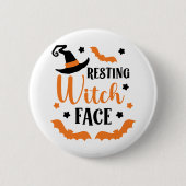 休息ウィッチ顔ハロウィーン 缶バッジ (正面)