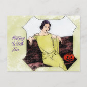 休息ウィッチ顔ファッショナブルヴィンテージ女性 ポストカード (正面)