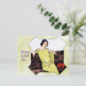 休息ウィッチ顔ファッショナブルヴィンテージ女性 ポストカード (スタンド正面)