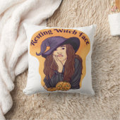 休息ウィッチ顔幽霊ハロウィングルーヴィ クッション (ブランケット)