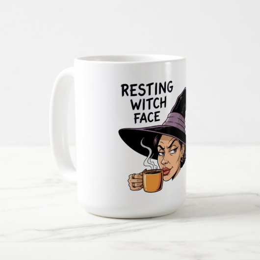 休息ウィッチ顔 コーヒーマグカップ (正面左)