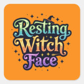 休息ウィッチ顔 スクエアシール (正面)