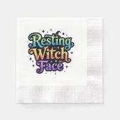 休息ウィッチ顔 縁ありカクテルナプキン (正面)